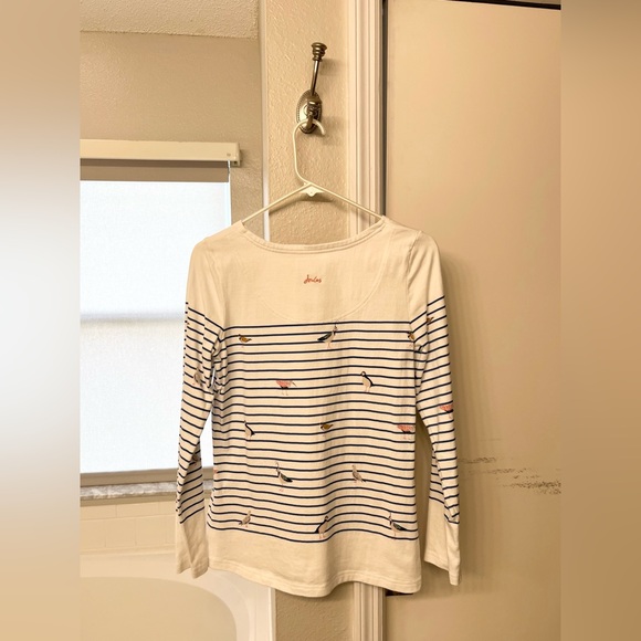 NWOT Joules Harbour Print Long Sleeve Jersey Top in Bird Stripe - Picture 10 of 10